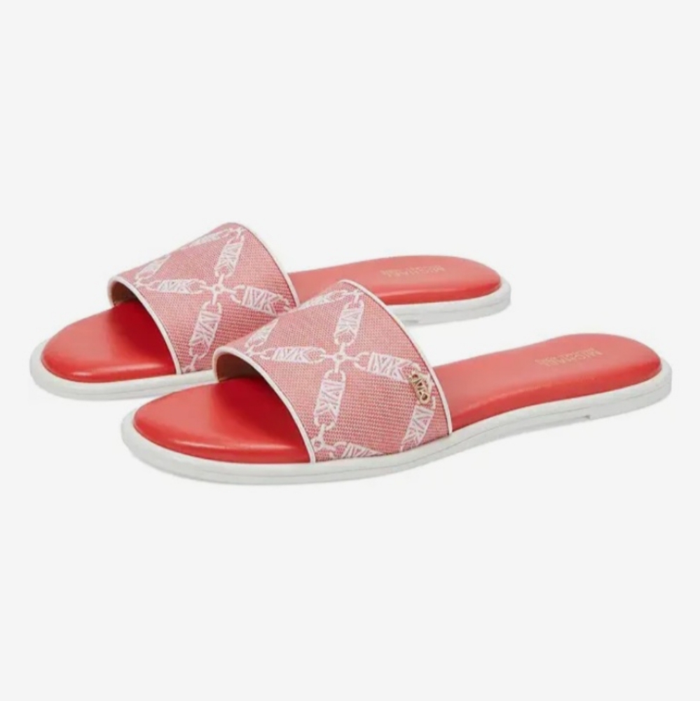 Michael Kors Saylor Empire Jacquard Logo Slide Sandals